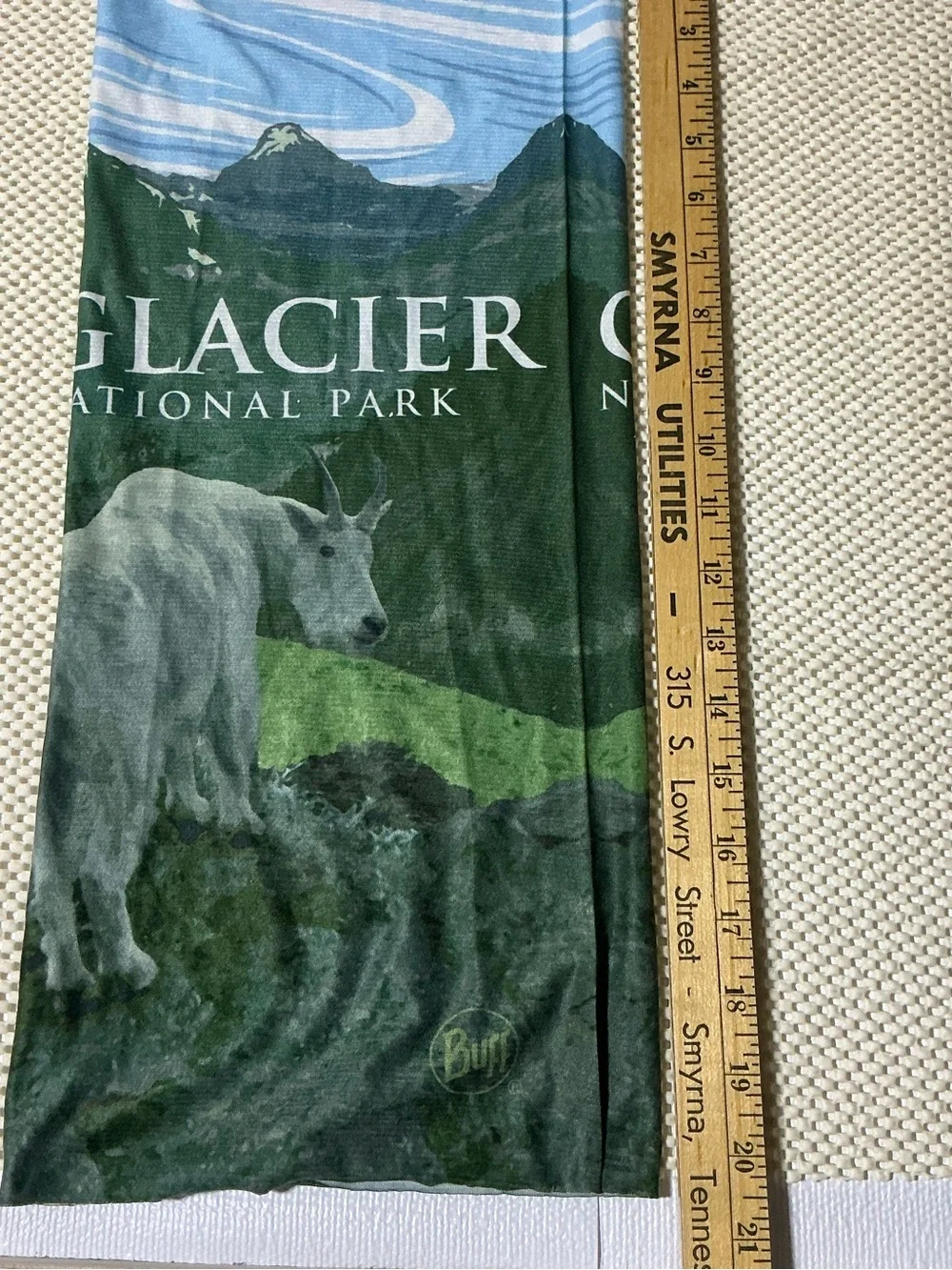 Buff Glacier National Park Scenic Mountain Neck Gaiter - Blue & Green